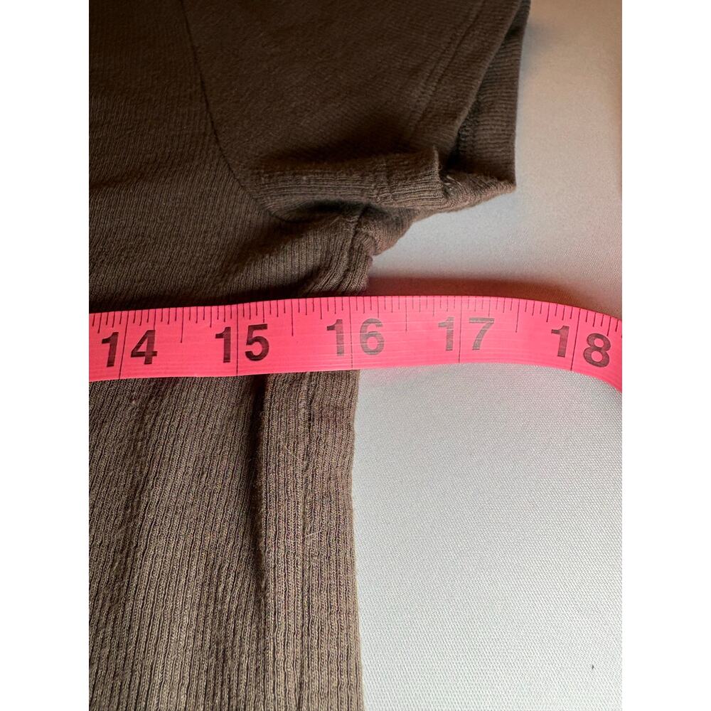 ATM Anthony Thomas Melillo Olive Brown Ribbed Scoop Neck Tee M Minimalist - Picture 6 of 6